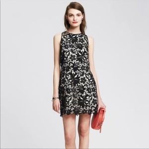 J. Crew Shift Dress with Black Crochet Over Cream